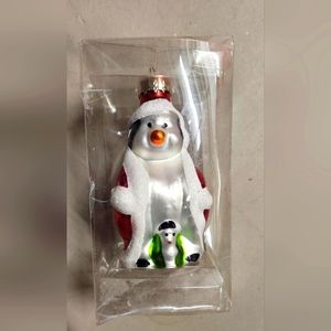 Vintage Blown Glass Penguin Hanging Christmas Ornament